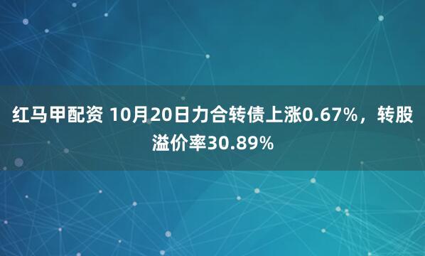 红马甲配资 10月20日力合转债上涨0.67%，转股溢价率30.89%
