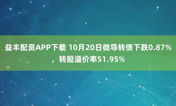 益丰配资APP下载 10月20日微导转债下跌0.87%，转股溢价率51.95%